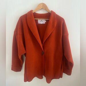 Janska orange fleece jacket single button closure size large‎